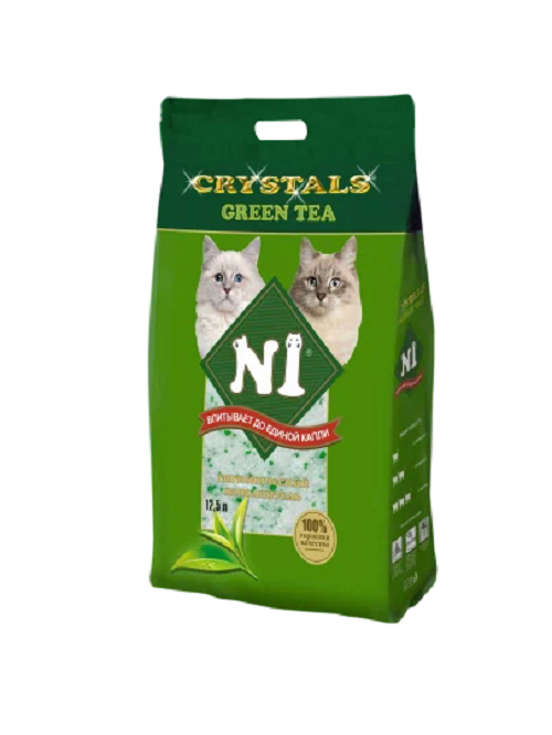 фото Наполнитель для кошачьего туалета №1 crystals green tea силикагелевый, 12,5 л n1