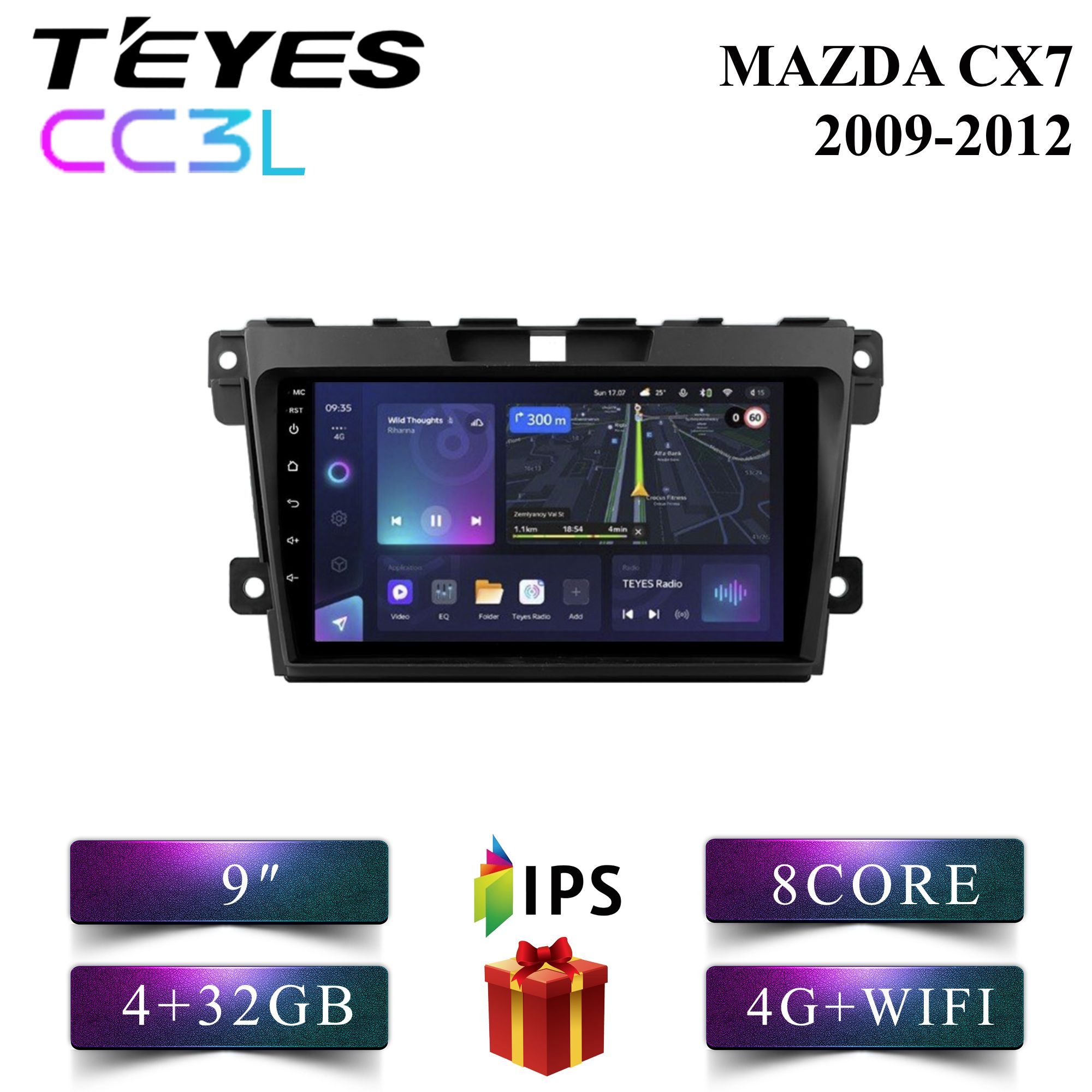 

Штатная автомагнитола Teyes CC3L/ 4+32GB/ 4G/ Mazda CX-7/ Мазда СХ-7/ Мазда ЦХ-7 android, CC3L 4+32
