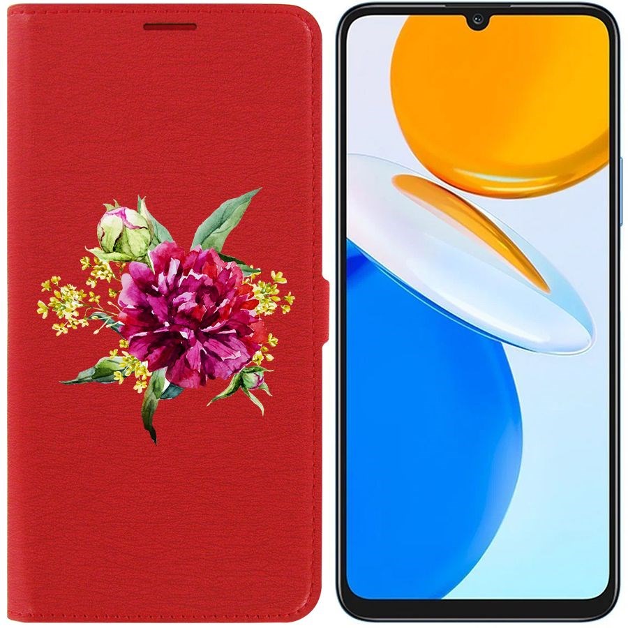 

Чехол-книжка Eco Book для Honor X7 Цветочная акварель, Красный