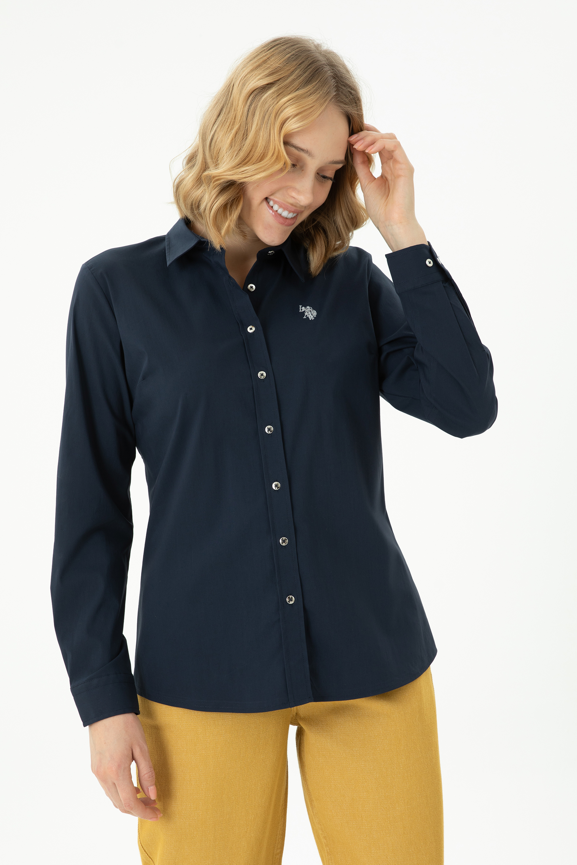

Рубашка женская US Polo Assn G082SZ0040CRISY023K синяя 34, Синий, G082SZ0040CRISY023K