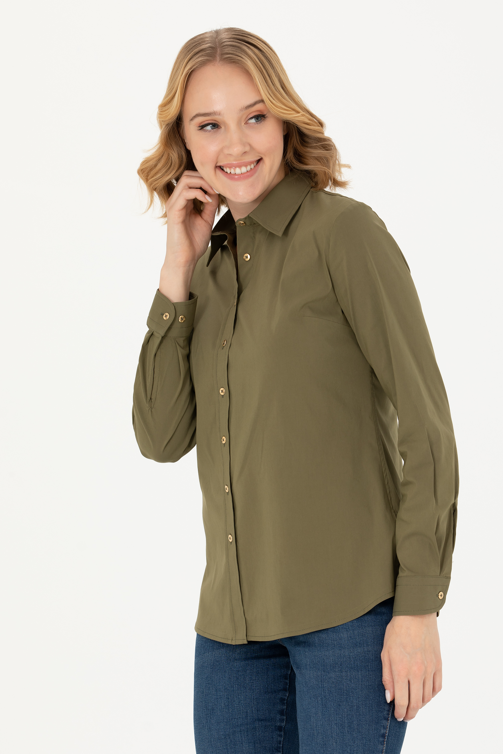 Рубашка женская US POLO Assn G082SZ0040CRISYA023K хаки 36 5200₽