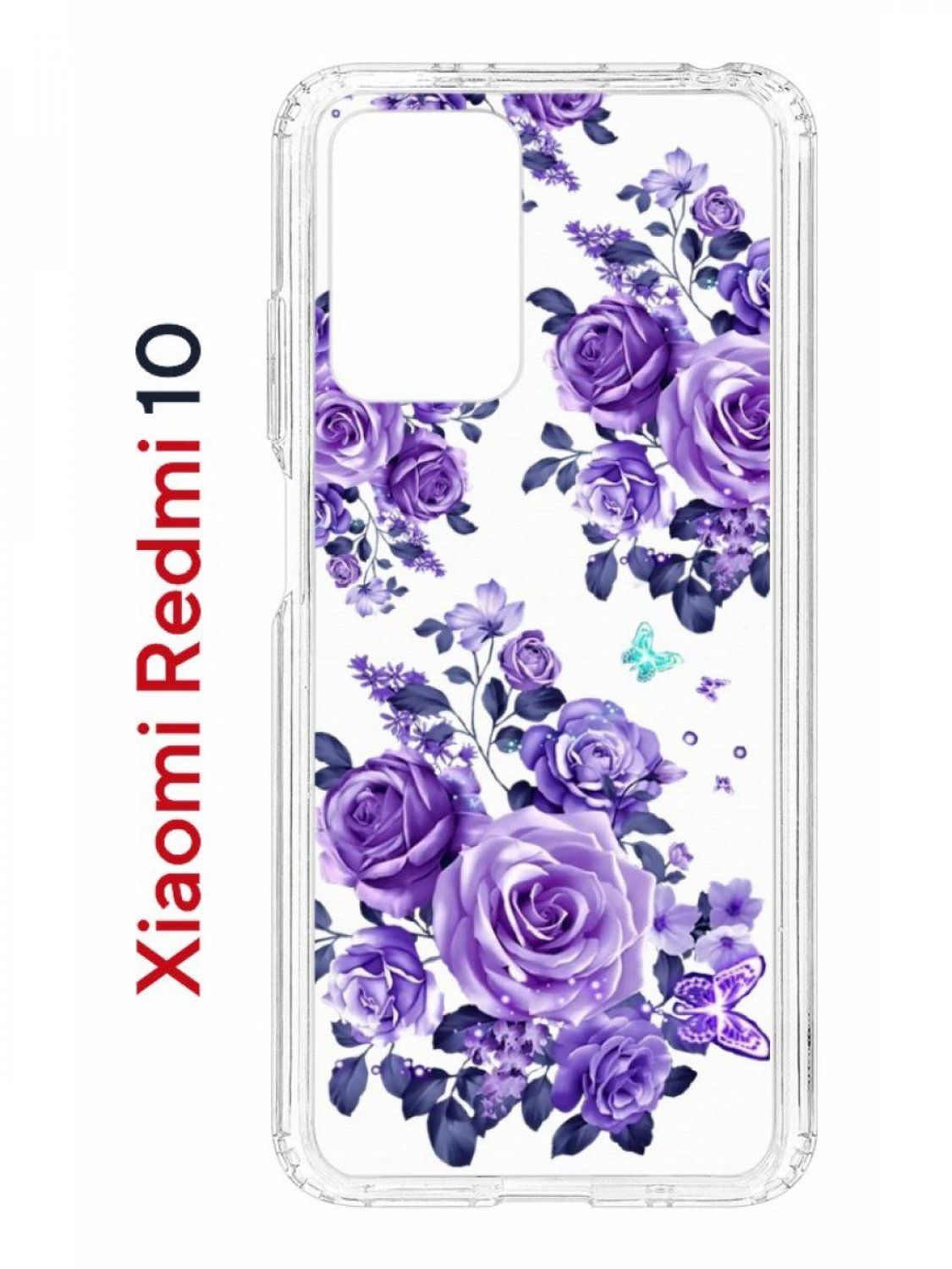 Чехол на Xiaomi Redmi 10/10 Prime Kruche Print Roses,противоударный бампер с принтом