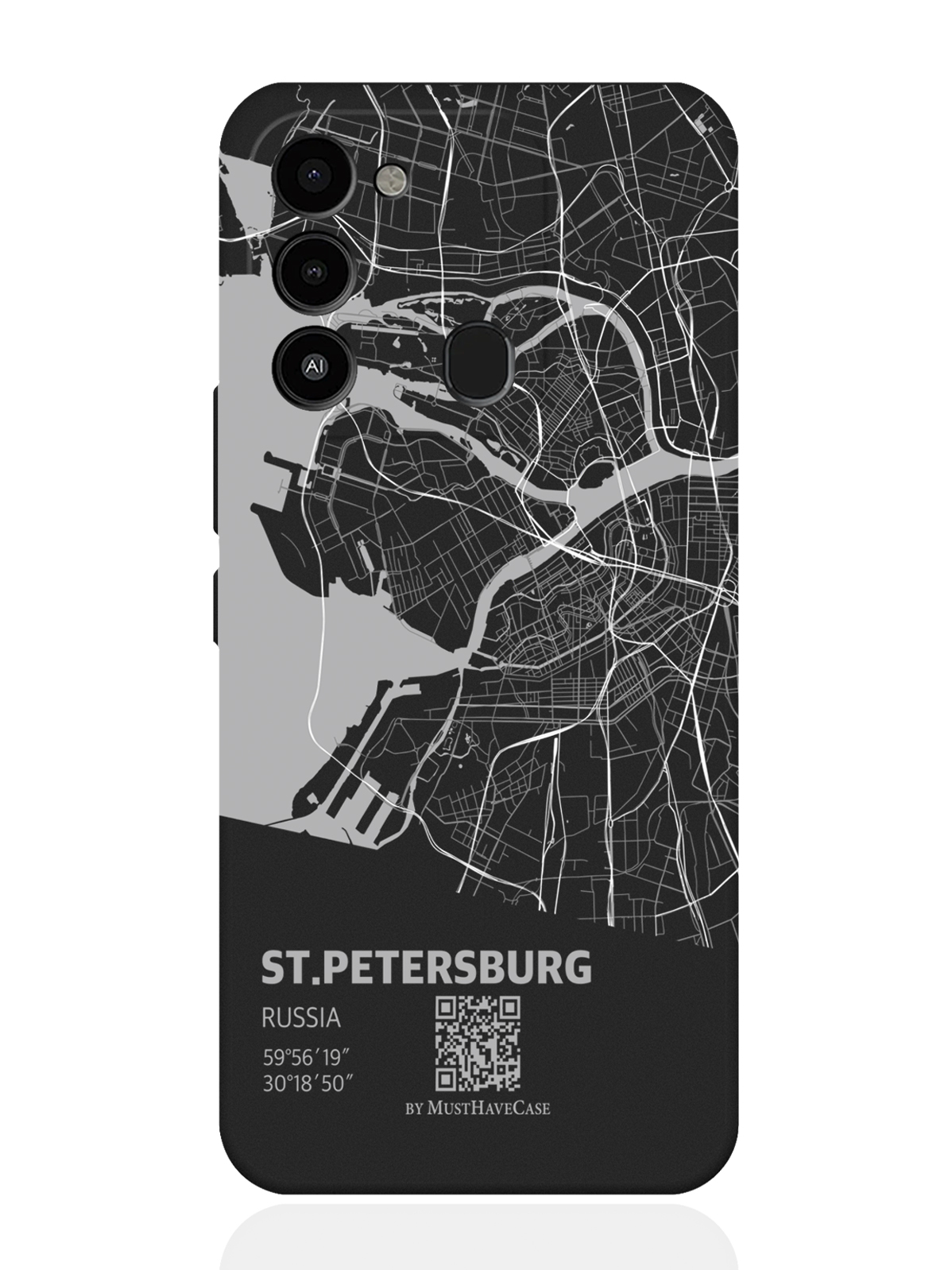 

Чехол MustHaveCase для Tecno Spark 9 Карта Санкт-Петербурга черный, Серый;черный