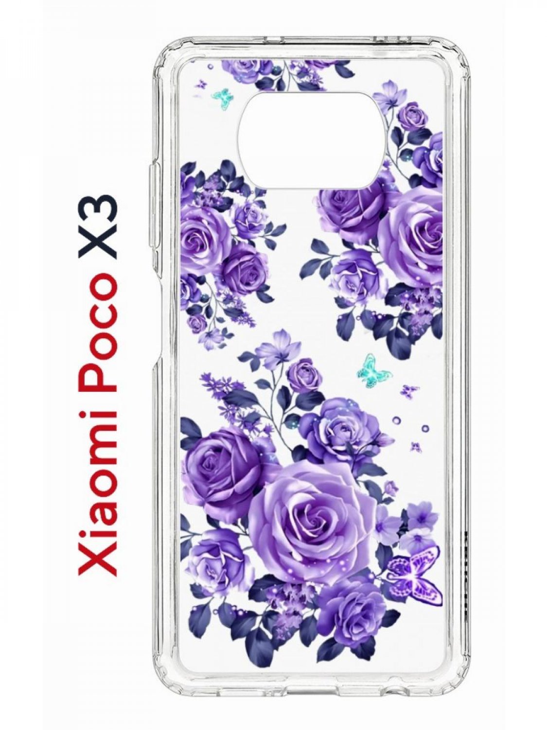 Чехол на Xiaomi Poco X3/X3 Pro Kruche Print Roses,противоударный бампер с принтом