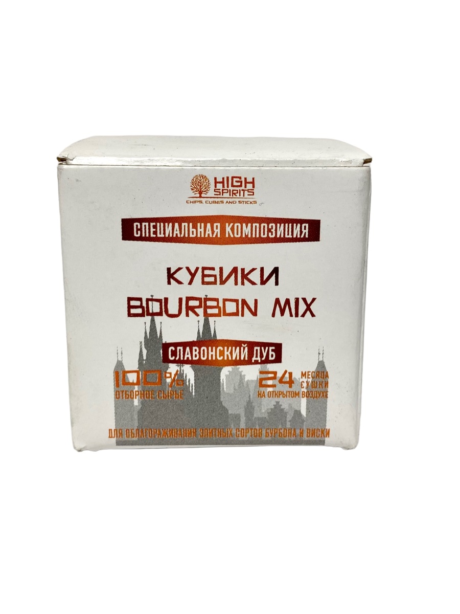 Кубики дубовые High Spirits Bourbon mix смесь обжигов, 40 г