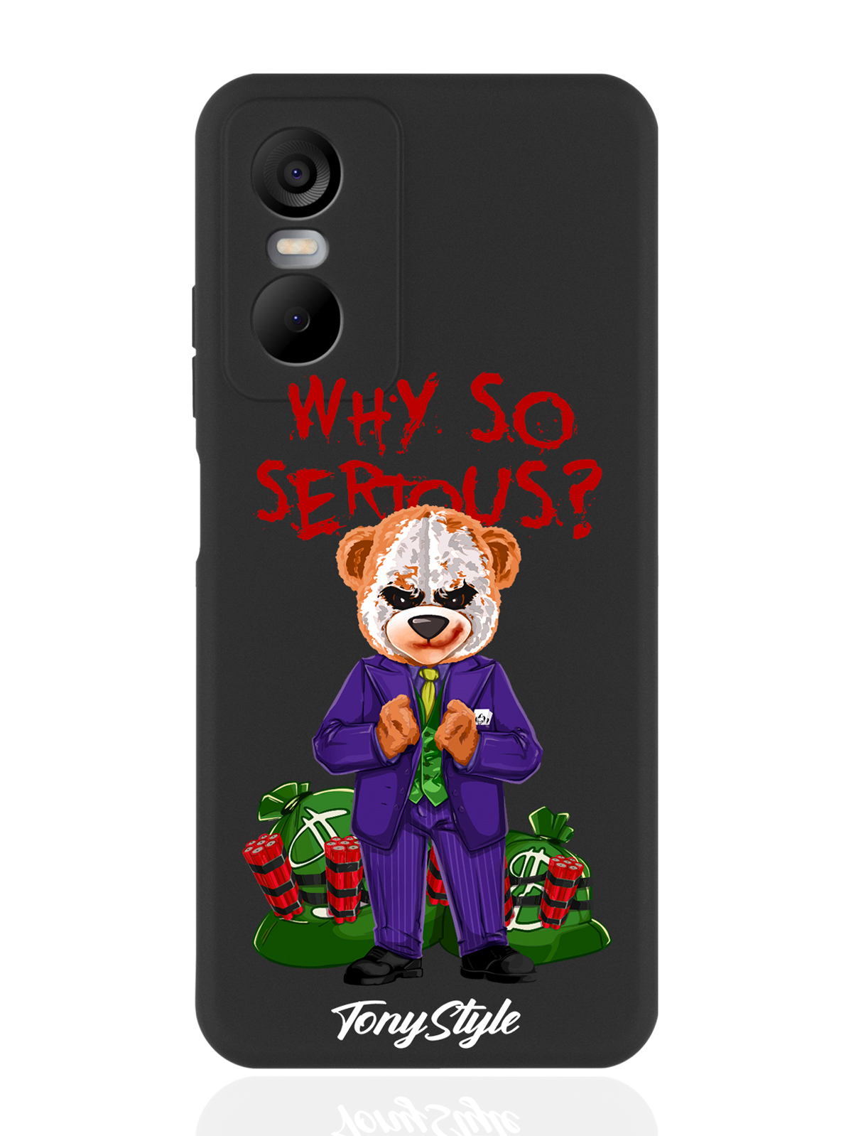 

Чехол Tony Style для Tecno Pop 6 Pro Tony Style Why so serious черный, Разноцветный