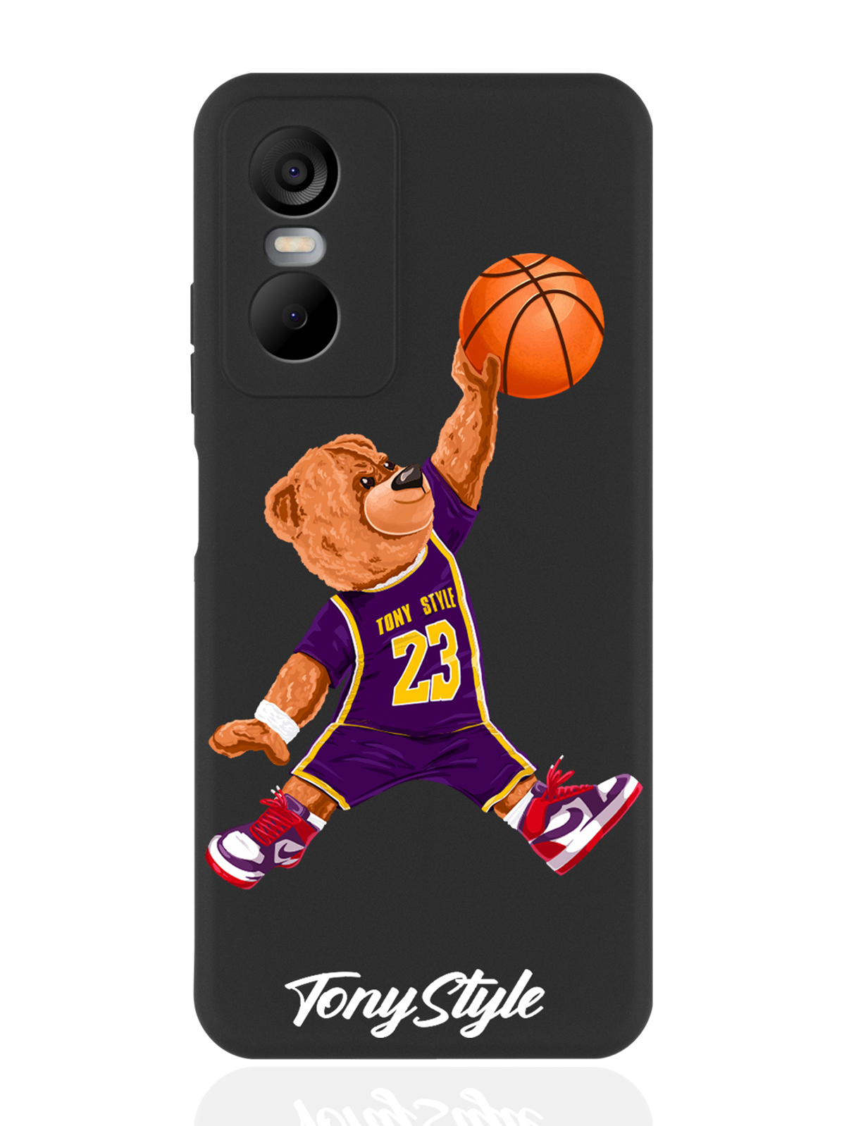 

Чехол Tony Style для Tecno Pop 6 Pro Tony Style баскетболист с мячом черный, Фиолетовый;коричневый;желтый;оранжевый