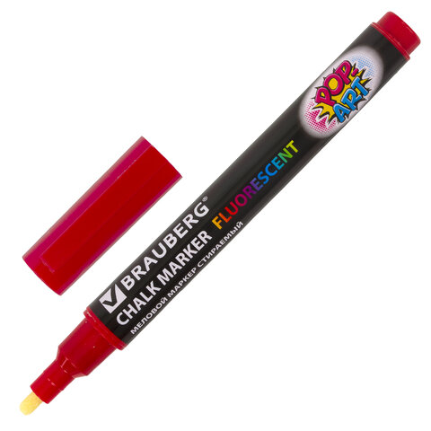 

Маркер меловой POP-ART красный, 3,5 мм, стираемый, Brauberg, 151521, 10 шт