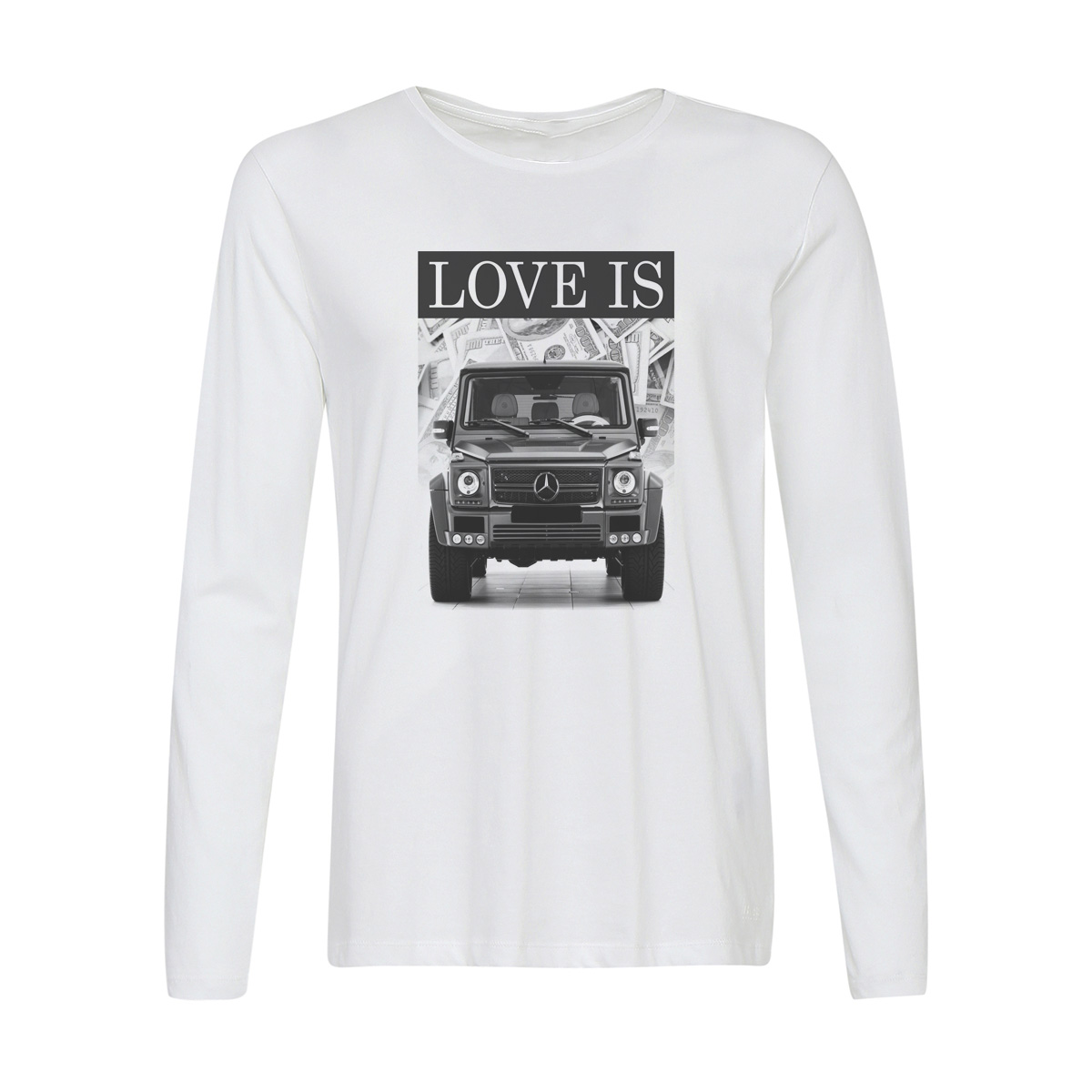 

Лонгслив CoolPodarok Love is Гелентваген, Мерседес, Белый, 2w015113