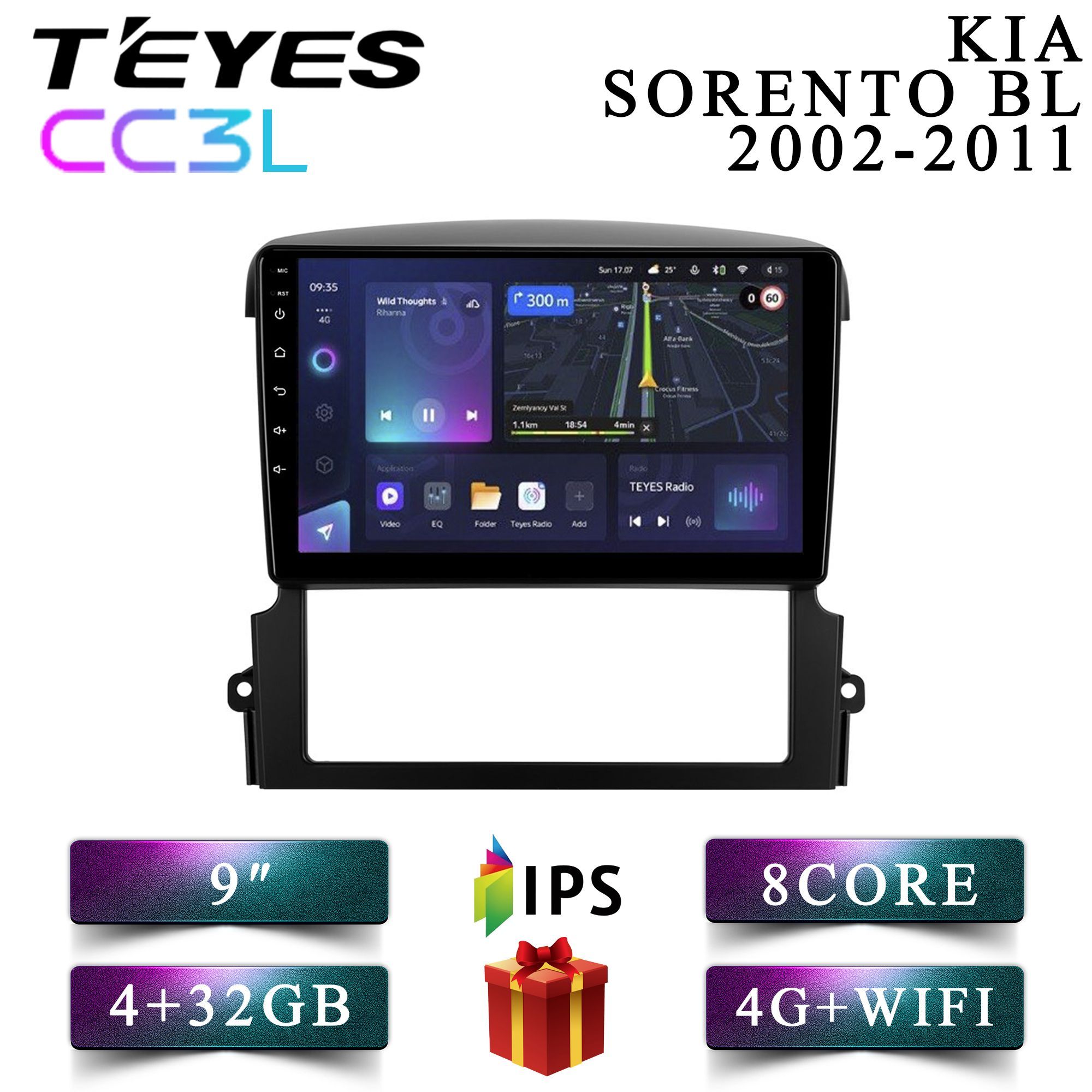 

Штатная магнитола Teyes CC3L 4+32GB 4G Kia Sorento BL Киа Соренто android, CC3L 4+32