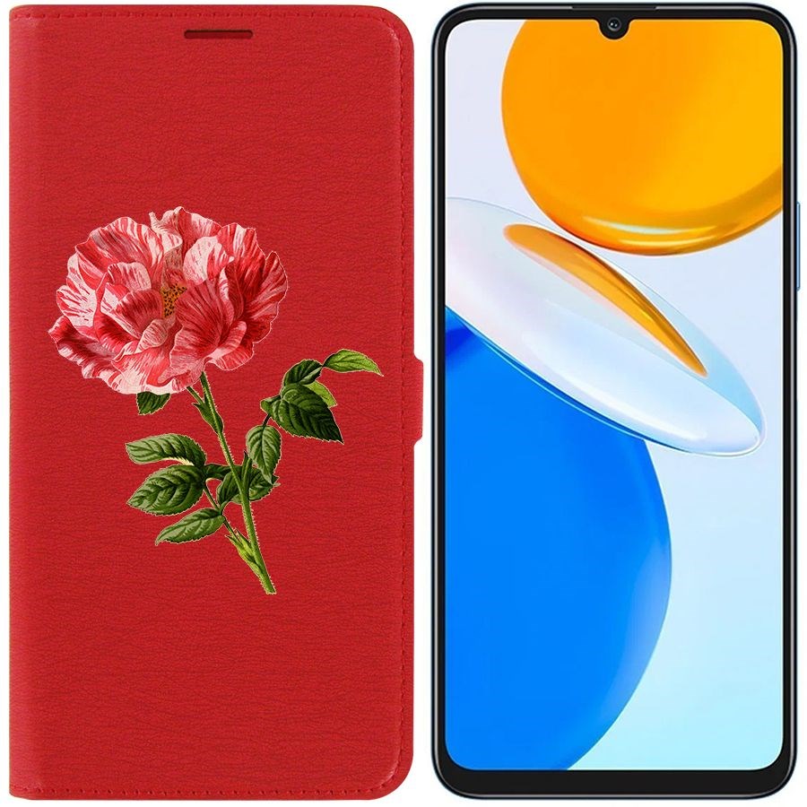 

Чехол-книжка Eco Book для Honor X7 Рисованная роза, Красный