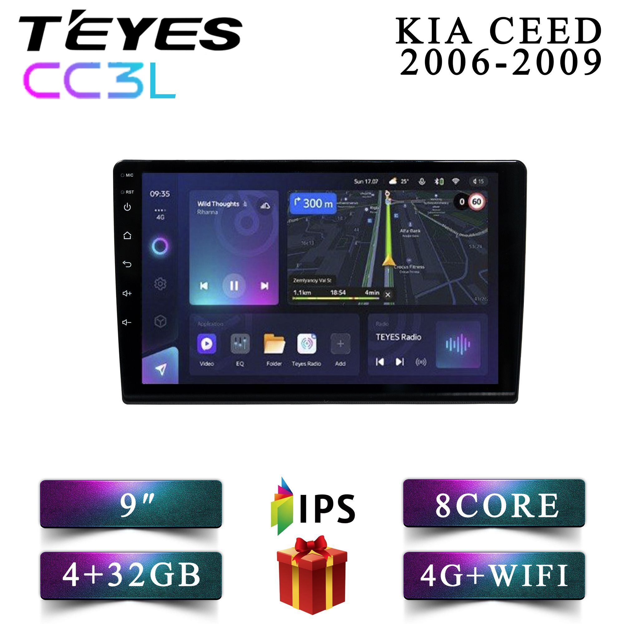 

Штатная автомагнитола Teyes CC3L 4+32GB 4G KIA Ceed Киа Сид android, CC3L 4+32