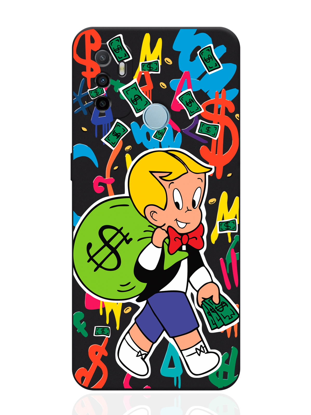 

Чехол для смартфона Oppo A53 черный силиконовый Monopoly Richie Rich, Разноцветный, Oppo