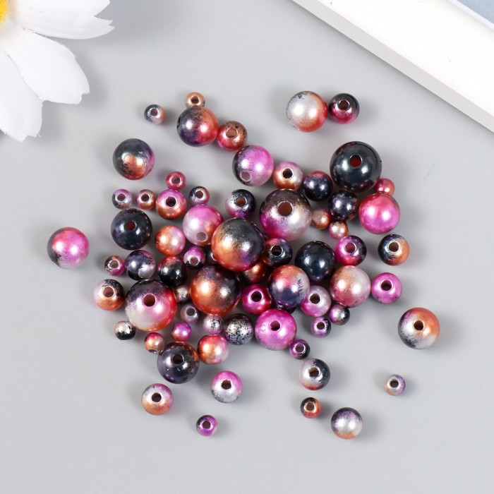 

Бусины Арт Узор пластик Круглые. Градиент. Русалка бордо d=3-8мм, набор 10 гр, 2шт, Разноцветный
