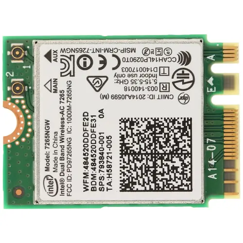 

Приемник Wi-Fi Intel NGFF 7265NGW (NGFF 7265NGW), Зеленый, NGFF 7265NGW