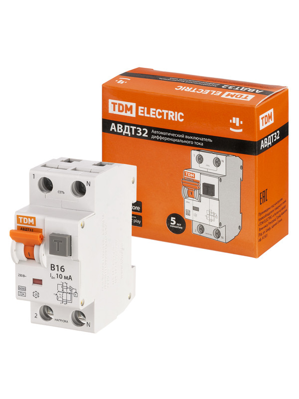 фото Автоматический выключатель 32 b16 10ма tdm sq0202-0200 tdm electric