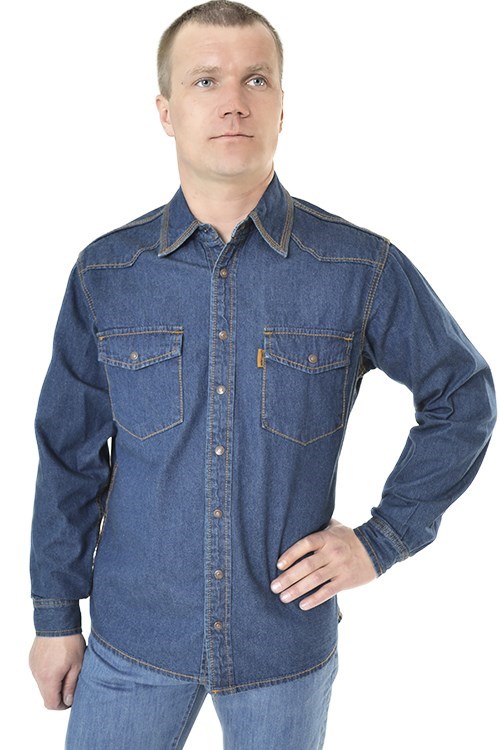 фото Джинсовая рубашка мужская montana 12190sw синяя 5xl