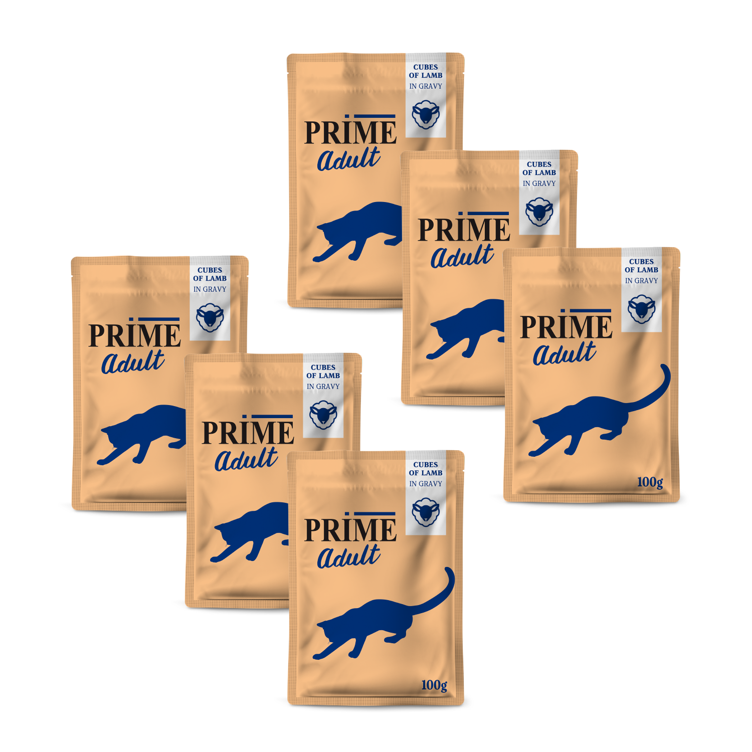 

Влажный корм для кошек PRIME Кусочки из ягненка в бульоне, пауч 100г, 6шт.