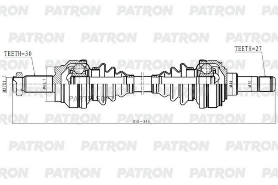 

Полуось зад. 30x810x68,7x27 BMW E70/F15/F16 07-13 PATRON PDS0599