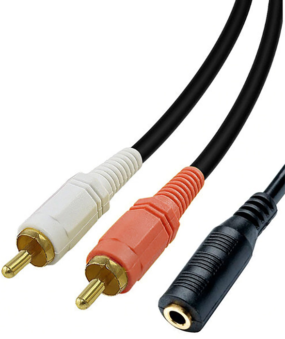 Аудио-кабель Gsmin AV11 Mini Jack 3,5 мм (F) - 2xRCA (M) (20 cм) (Черный)