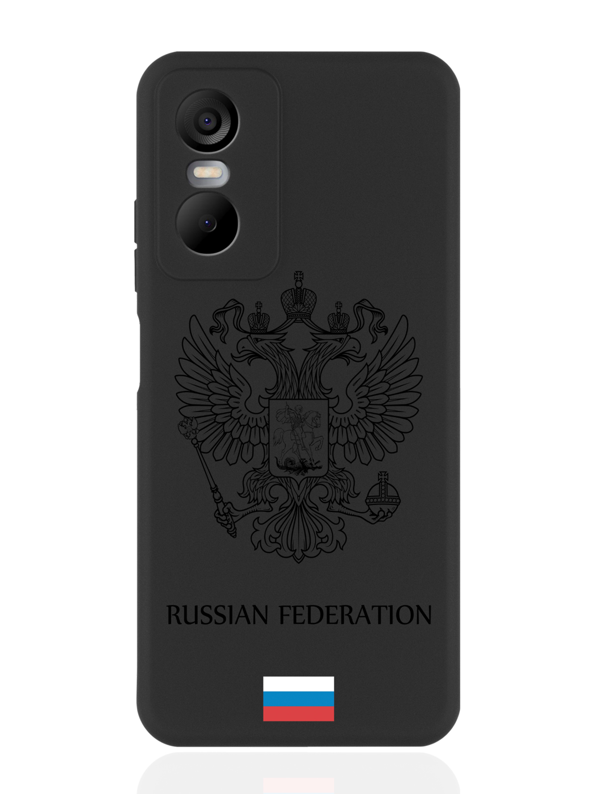 фото Чехол musthavecase для tecno pop 6 pro черный лаковый герб россия черный