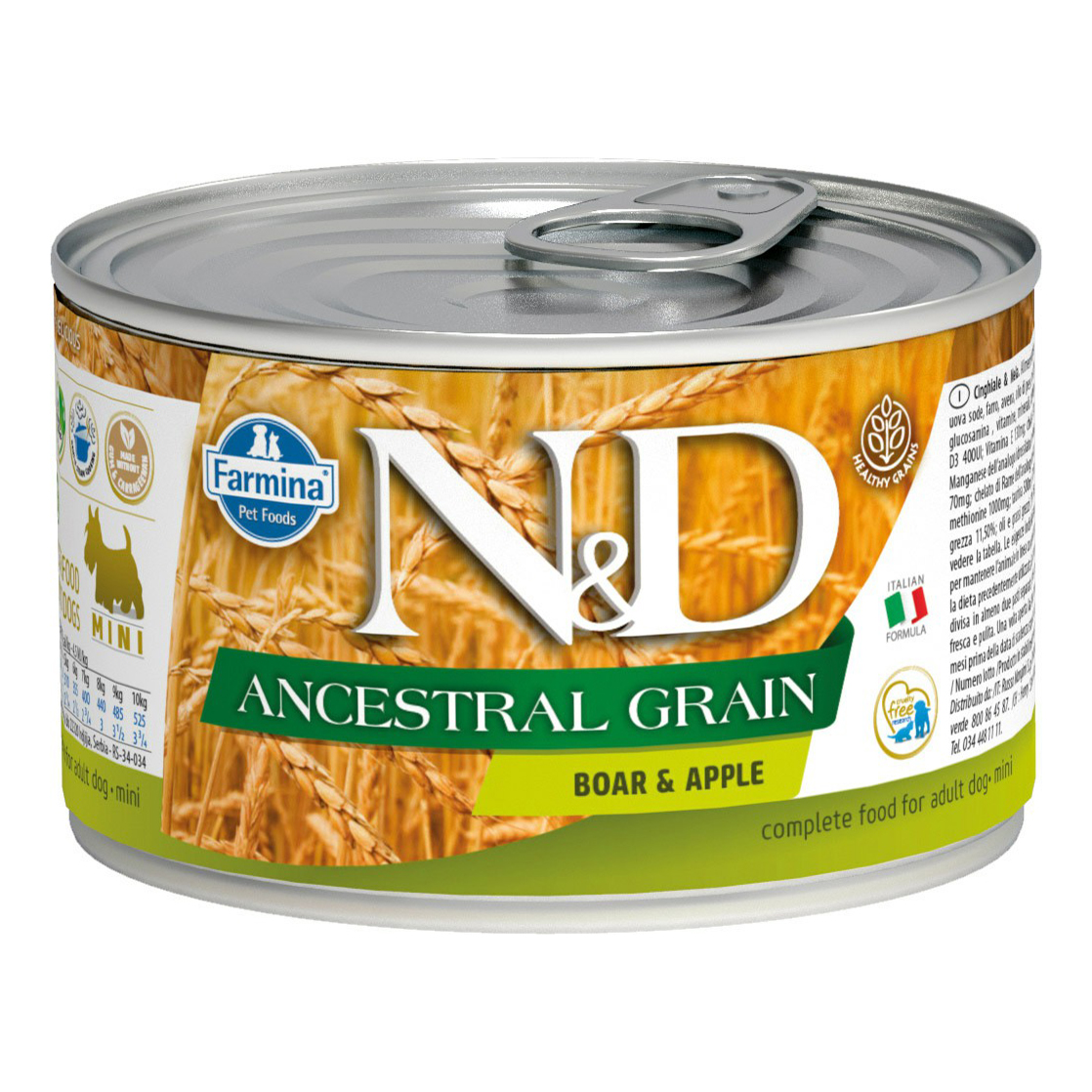 

Влажный корм для собак Farmina Dog Ancestral Grain Adult Mini, Кабан и яблоко 140 г