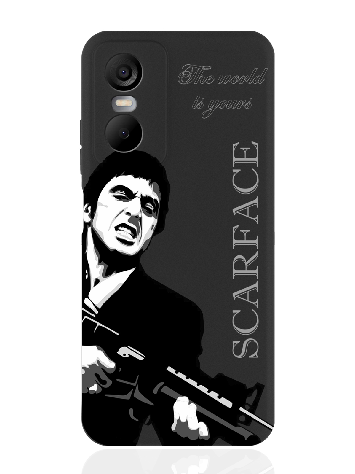 

Чехол MustHaveCase для Tecno Pop 6 Pro Scarface Tony Montana/ Лицо со шрамом черный, Серый;черный