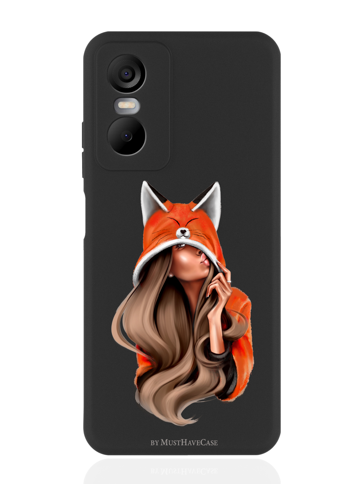 

Чехол MustHaveCase для Tecno Pop 6 Pro Foxy Girl/ Лисичка черный, Оранжевый;черный
