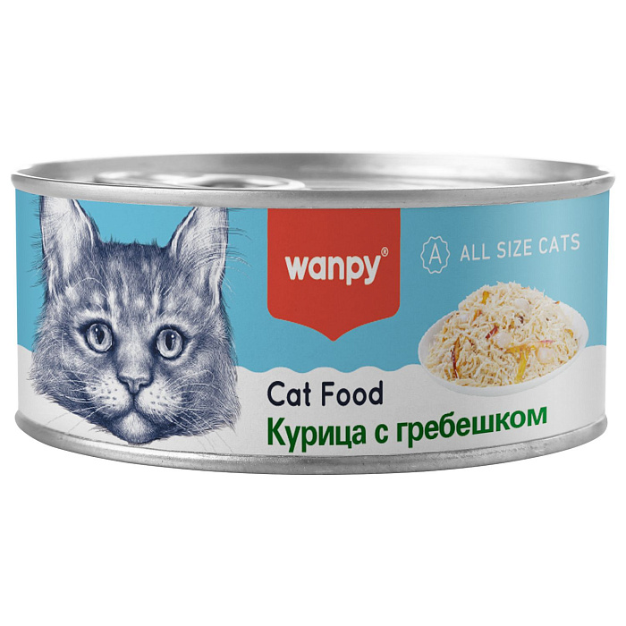 Консервы для кошек Wanpy Cat Курица с гребешком, 95 г