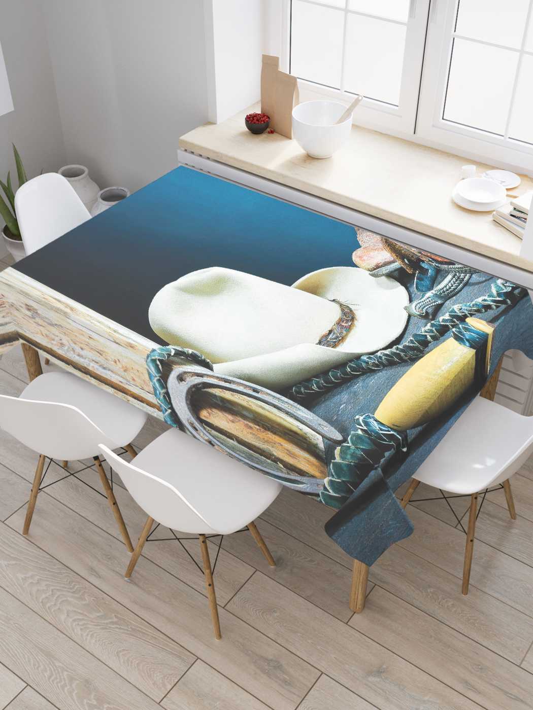 

Скатерть прямоугольная JoyArty "Жизнь ковбоя" из оксфорда, 180x145 см, Синий, Жизнь ковбоя