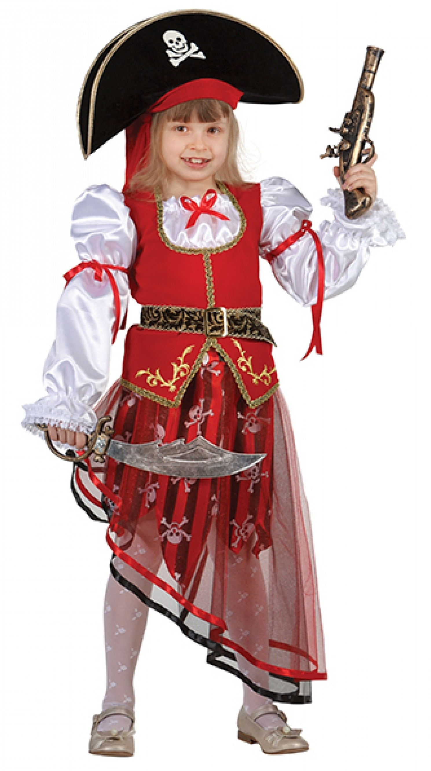 

Костюм Батик Пиратка - Гроза Морей Детский 32 (122 см), Красный;белый, 8022