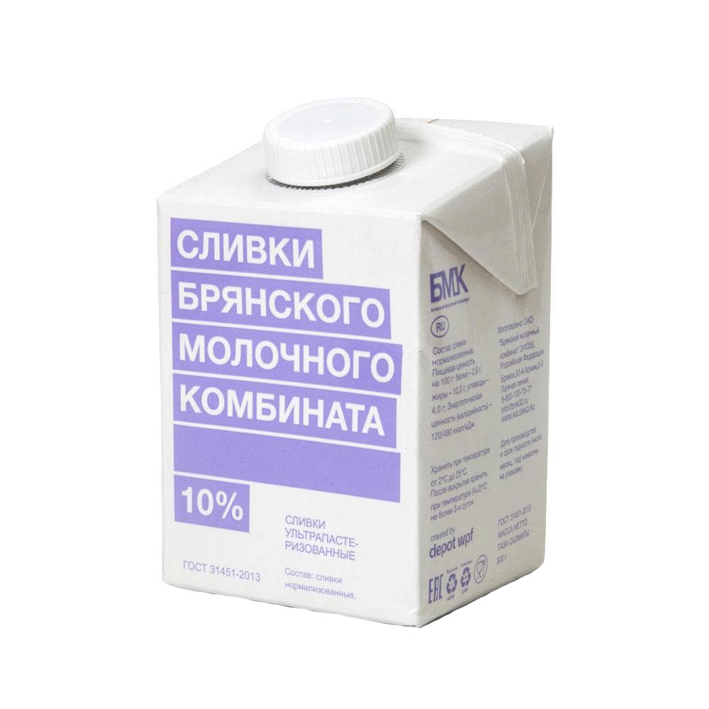 Сливки Брянский молочный комбинат ультрапастеризованные 10% 500 мл