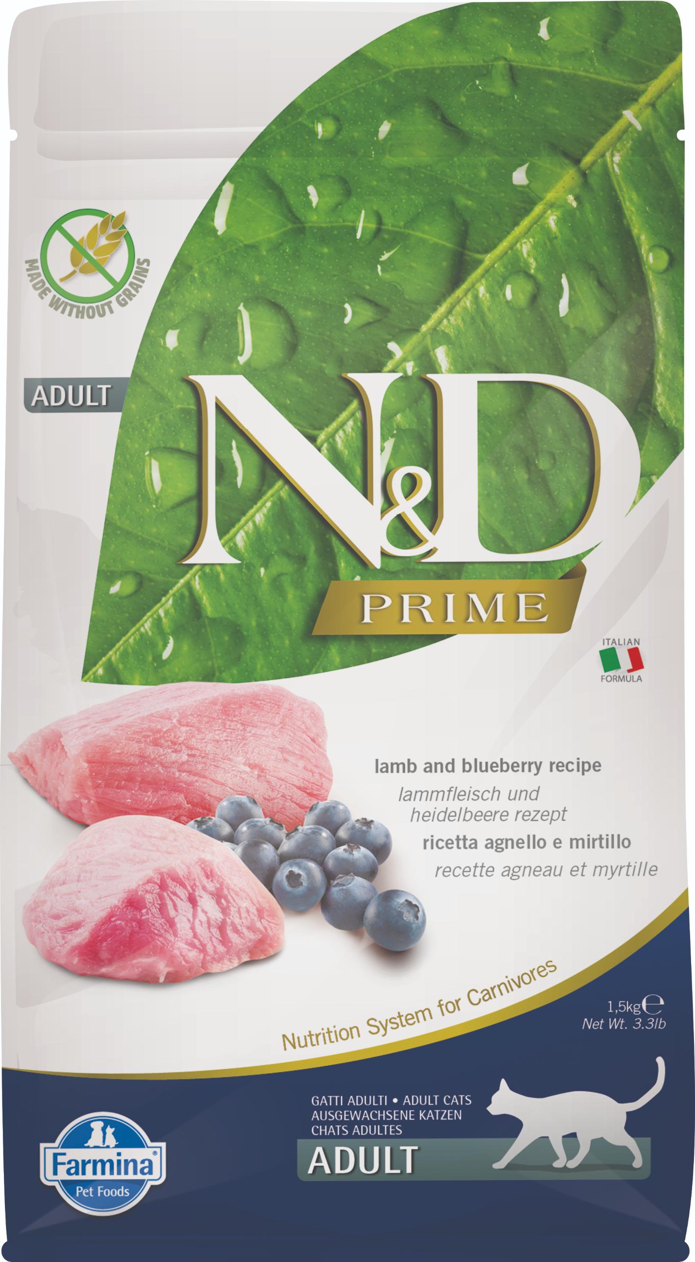 

Сухой корм для кошек Farmina N&D Prime с ягненком и черникой 1,5 кг