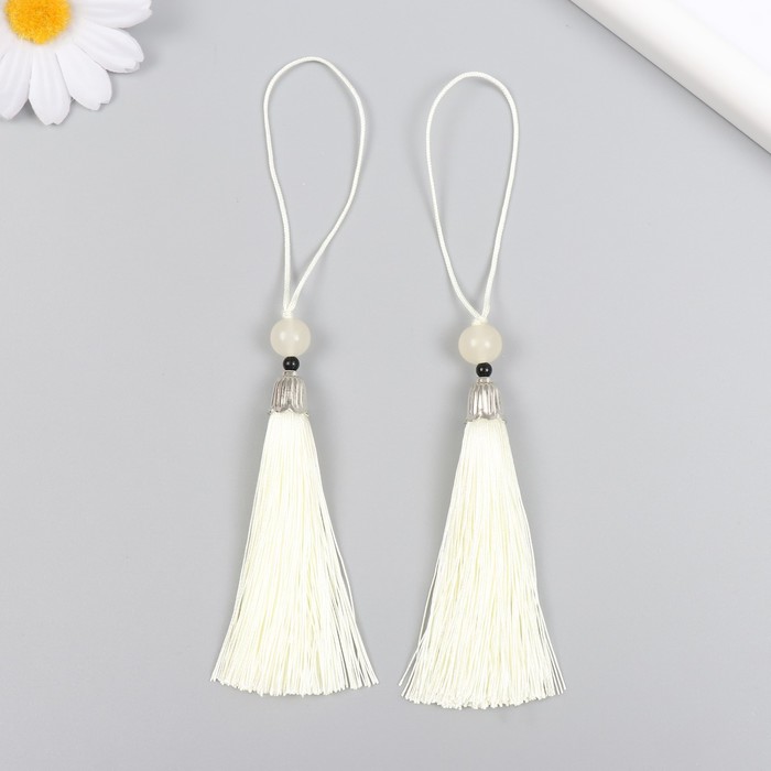 

Декор для творчества Арт Узор текстиль Кисть с бусинкой сливки набор 2 шт 10х1 см, 2шт., Разноцветный