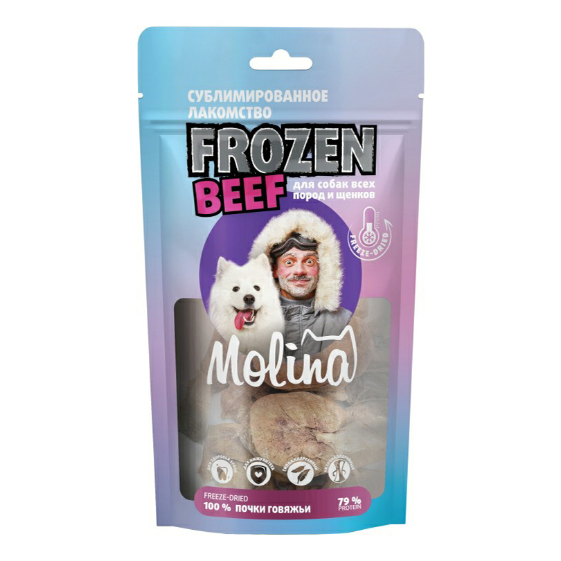 фото Лакомства для собак molina frozen beef с говяжьими почками 60 г