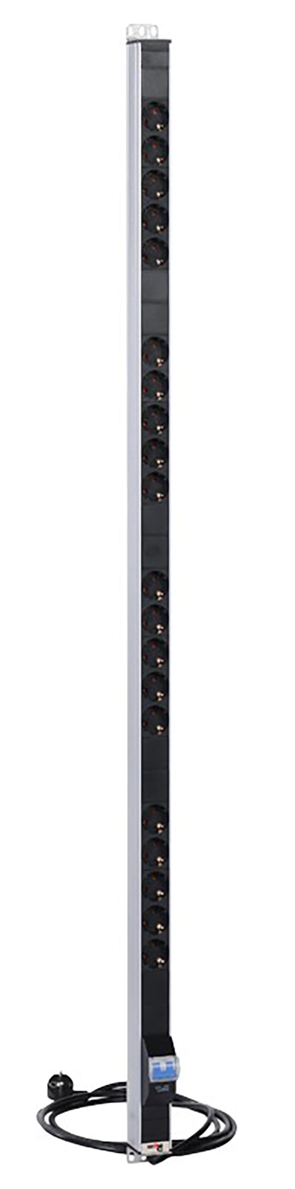 ЦМО Вертикальный блок розеток Rem-16 с фил. и инд., 20 Shuko, 16A, алюм., 33-38U, шнур 3 м