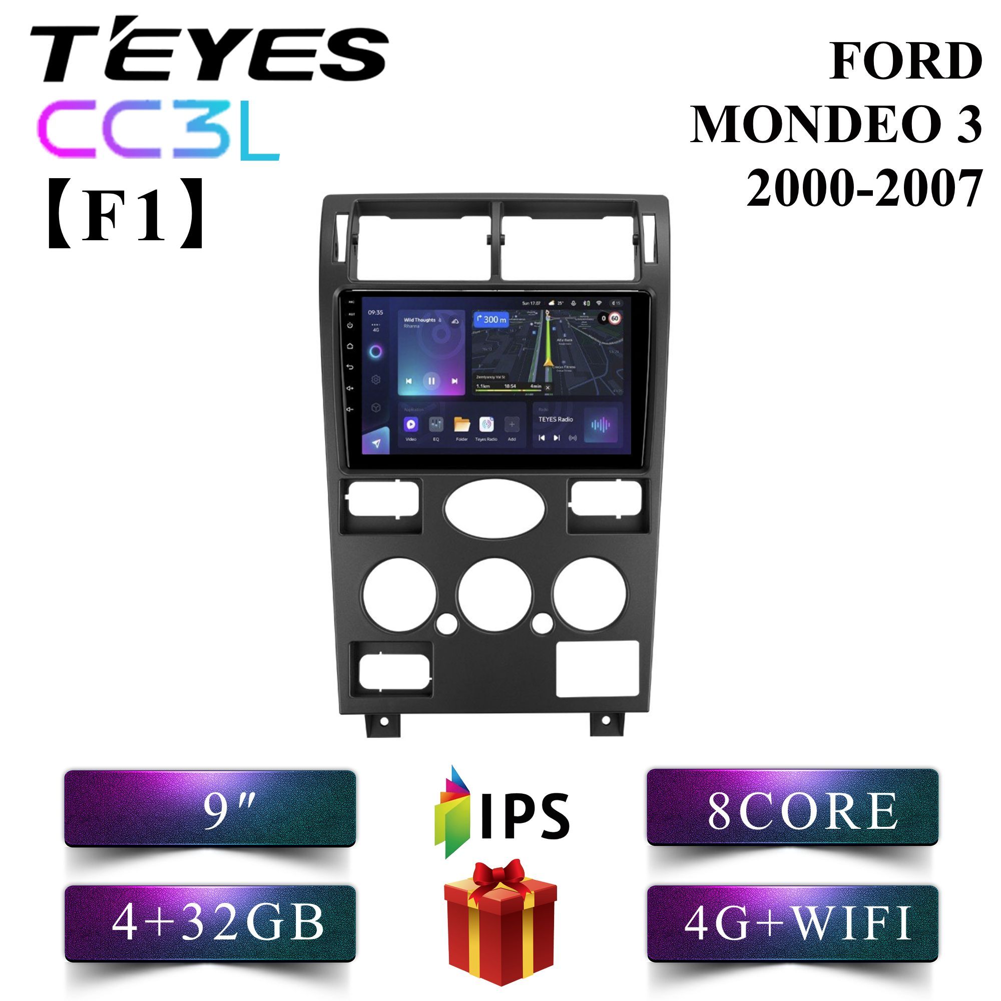 

Штатная автомагнитола Teyes CC3L/ 4+32GB/ 4G/ Ford Mondeo 3 F1/ Форд Мондео android, CC3L 4+32