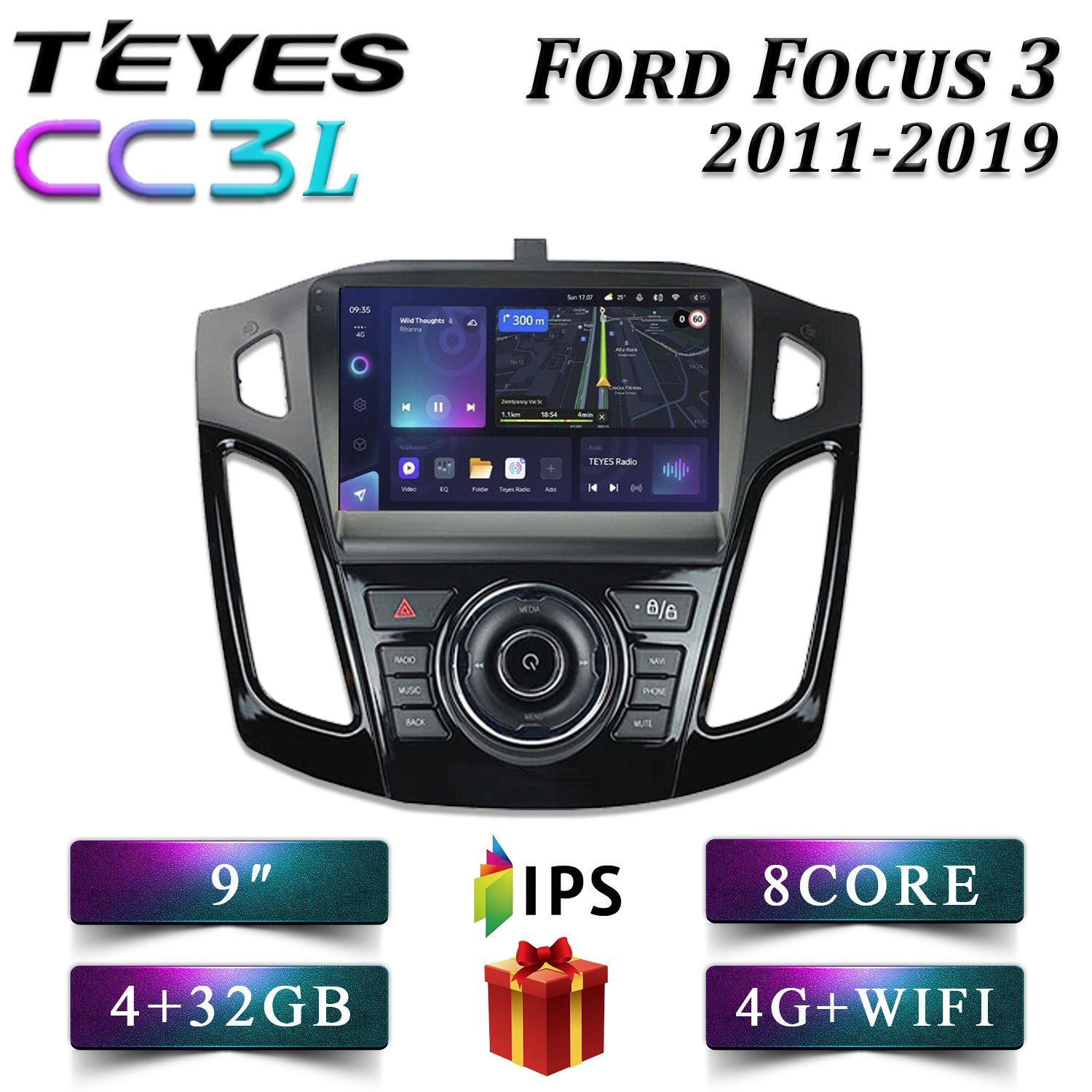 

Штатная магнитола Teyes CC3L 4+32GB 4G Ford Focus 3 BLACK Форд Фокус 3 Черный android, CC3L 4+32