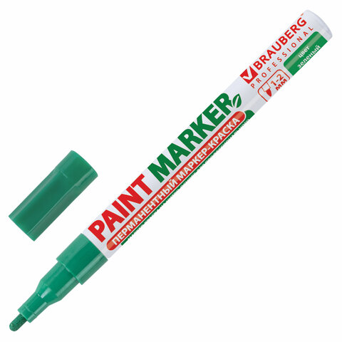 

Маркер-краска лаковый (paint marker) 2 мм, зеленый, Brauberg PROFESSIONAL, 150870, 12 шт