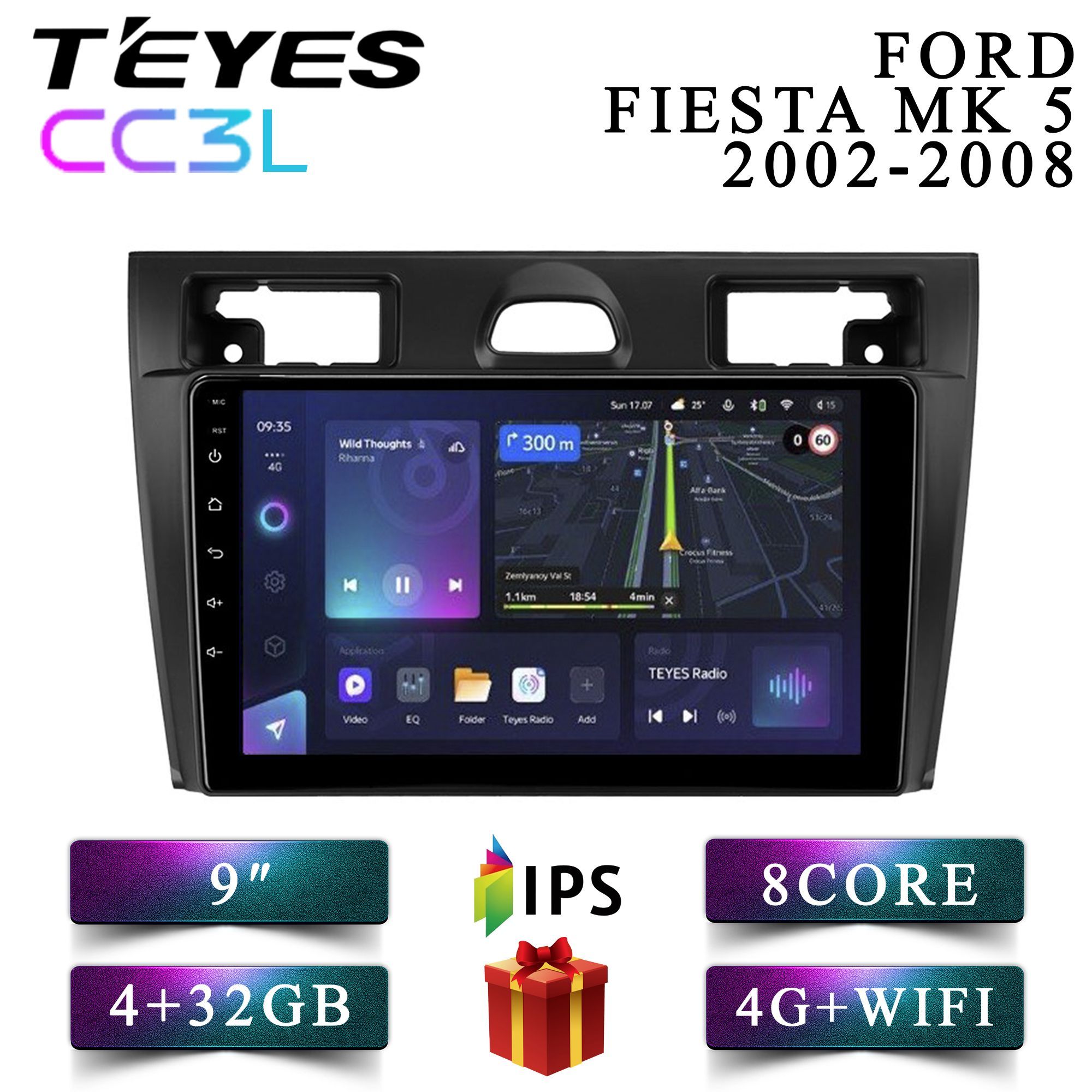 

Штатная автомагнитола Teyes CC3L 4+32GB 4G Ford Fiesta 5 Форд Фиеста 5 android, CC3L 4+32