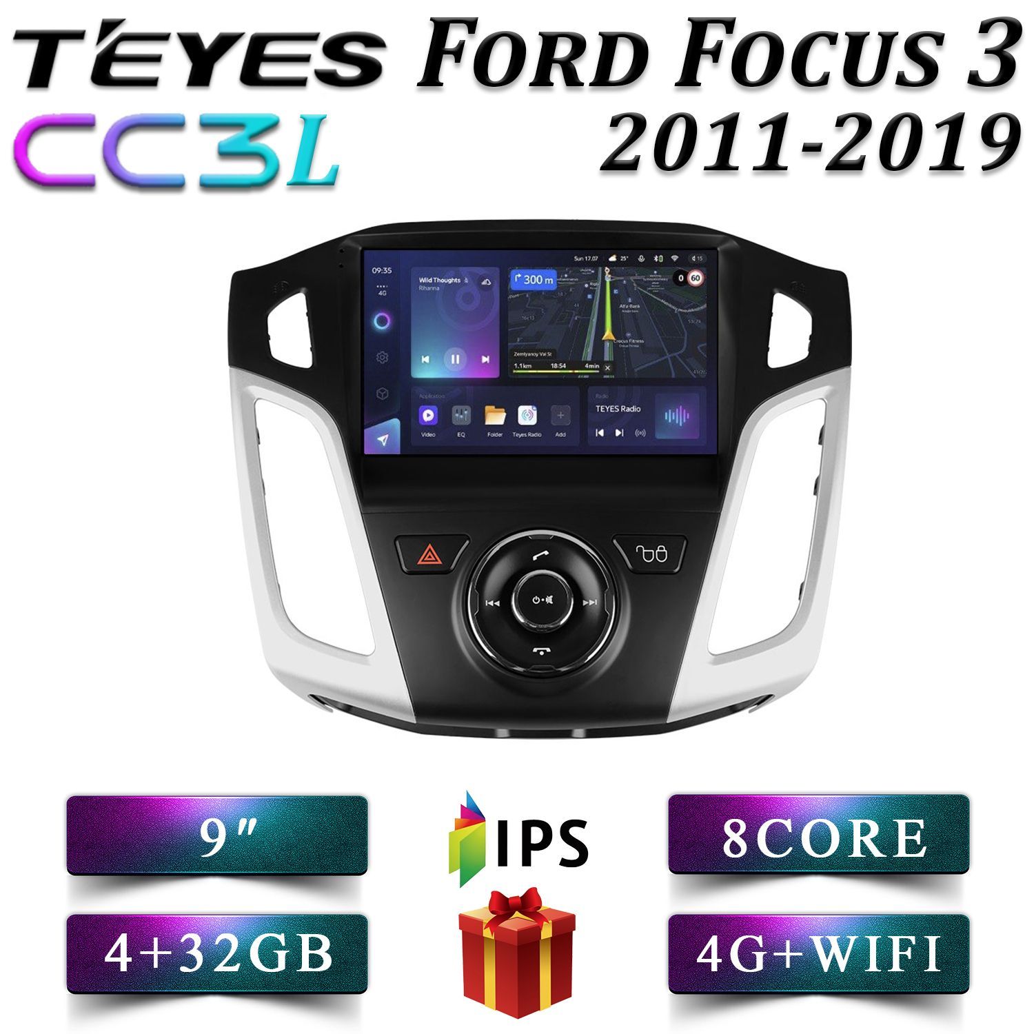 

Штатная магнитола Teyes CC3L 4+32GB 4G Ford Focus 3 Форд Фокус 3, CC3L 4+32