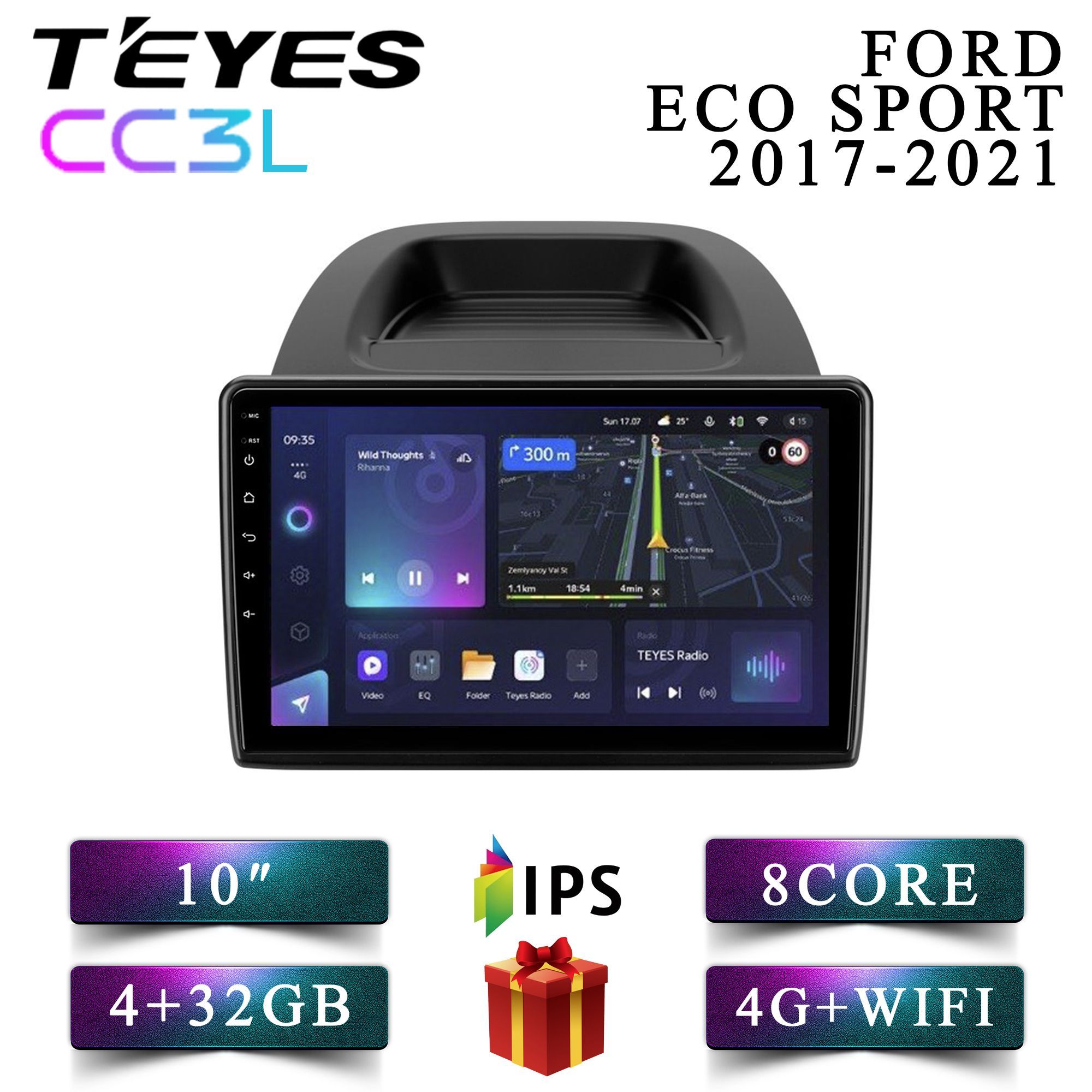 

Штатная автомагнитола Teyes CC3L/ 4+32GB/ 4G/ Ford EcoSport/ Форд ЭкоСпорт android, CC3L 4+32