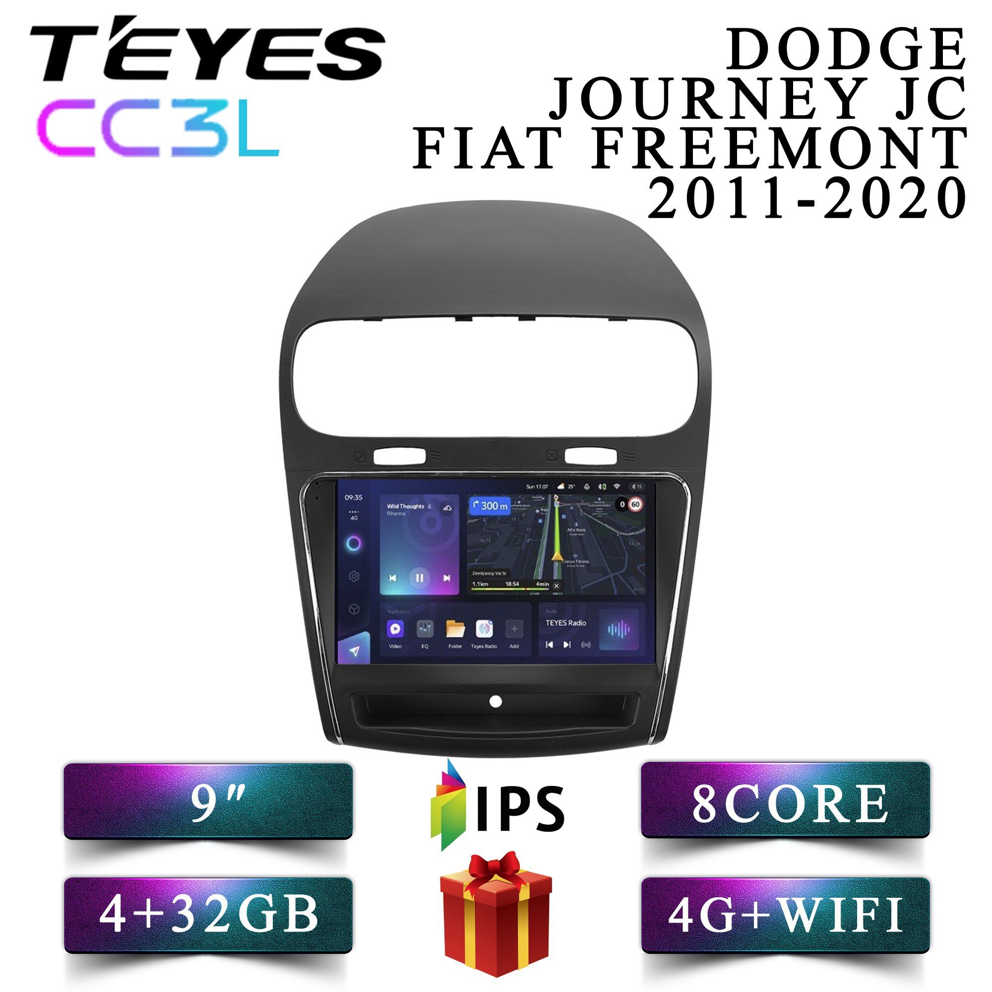 

Штатная автомагнитола Teyes CC3L 4+32GB 4G Dodge Journey JC Fiat Freemont, CC3L 4+32