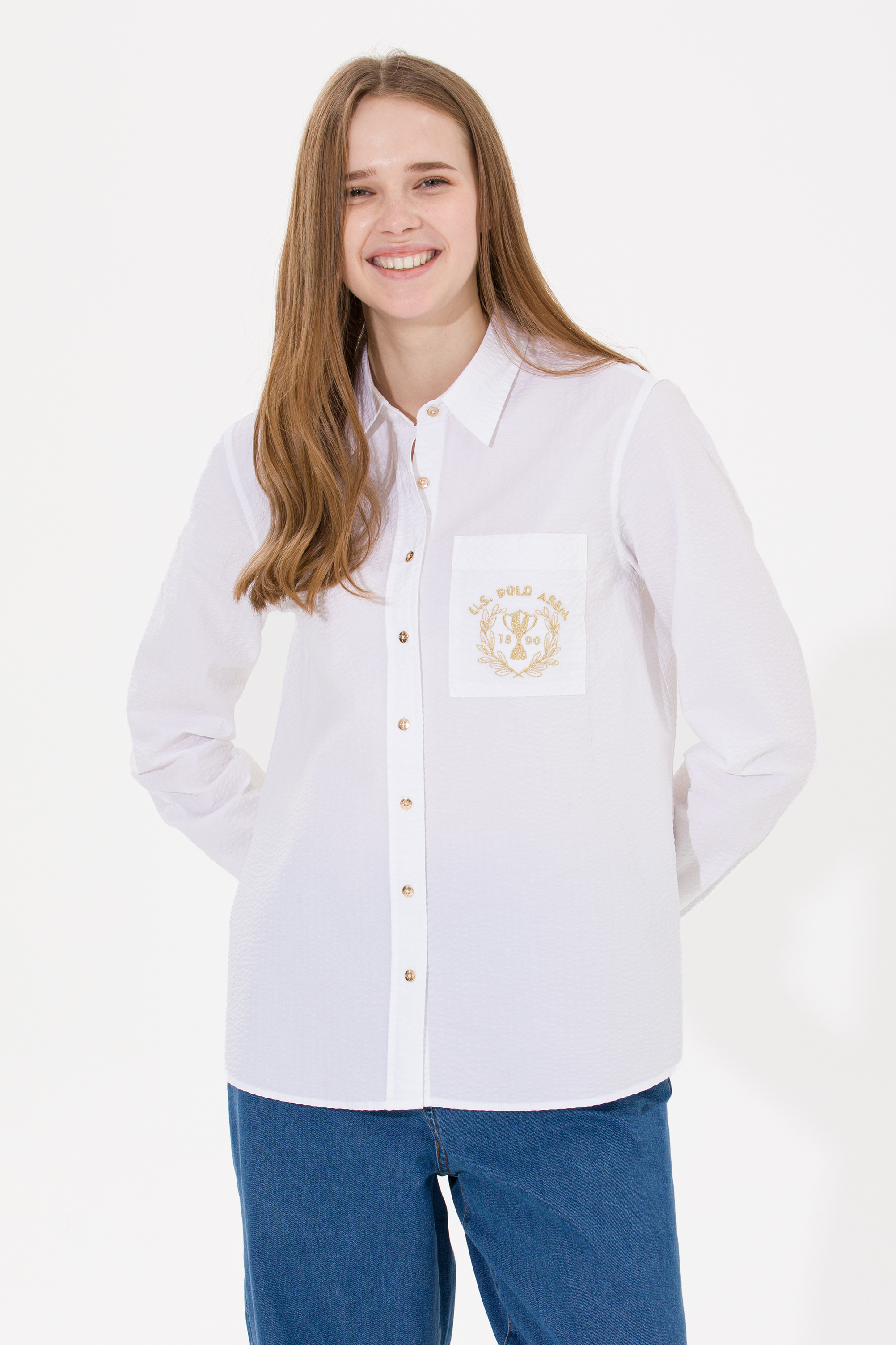 

Рубашка женская US Polo Assn G082SZ0040NITE022K белая 32, Белый, G082SZ0040NITE022K