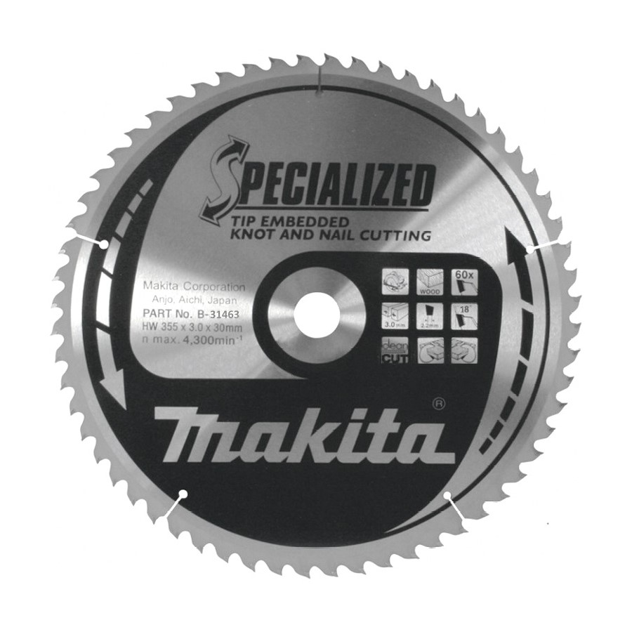 Пильный диск Makita для демонтажных работ 355x30x3/2.2x60T, B-31463