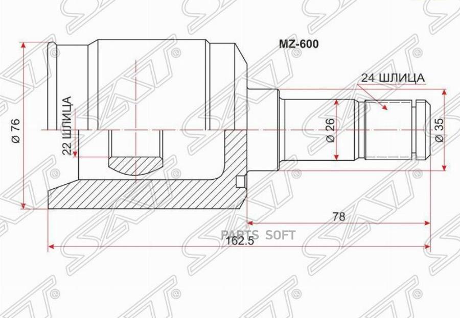 Шрус Внутрmz Demio Dw3dw5 At 96-00 Lhrh Mz-600 Sat арт. MZ600