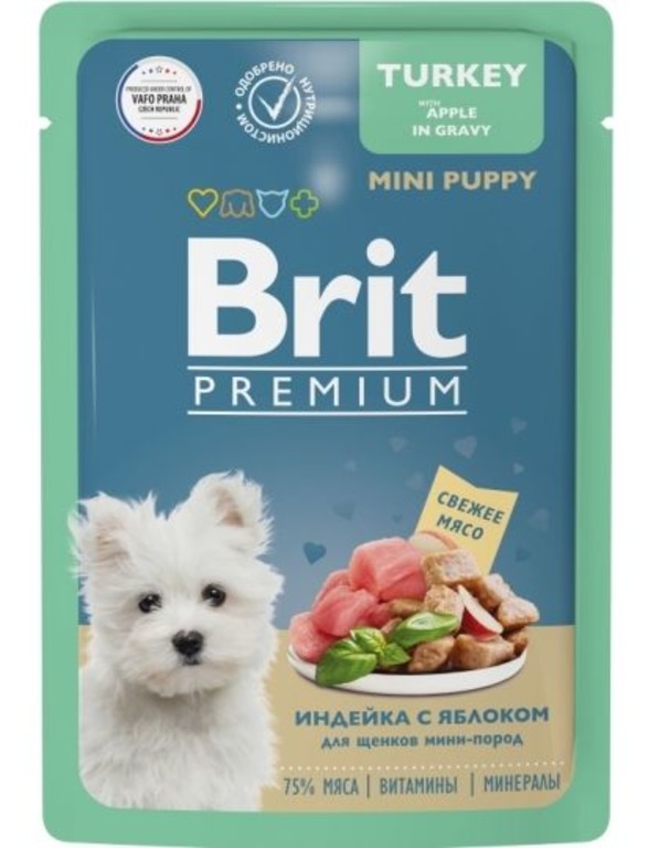 фото Влажный корм для щенков brit premium с индейкой 85 г