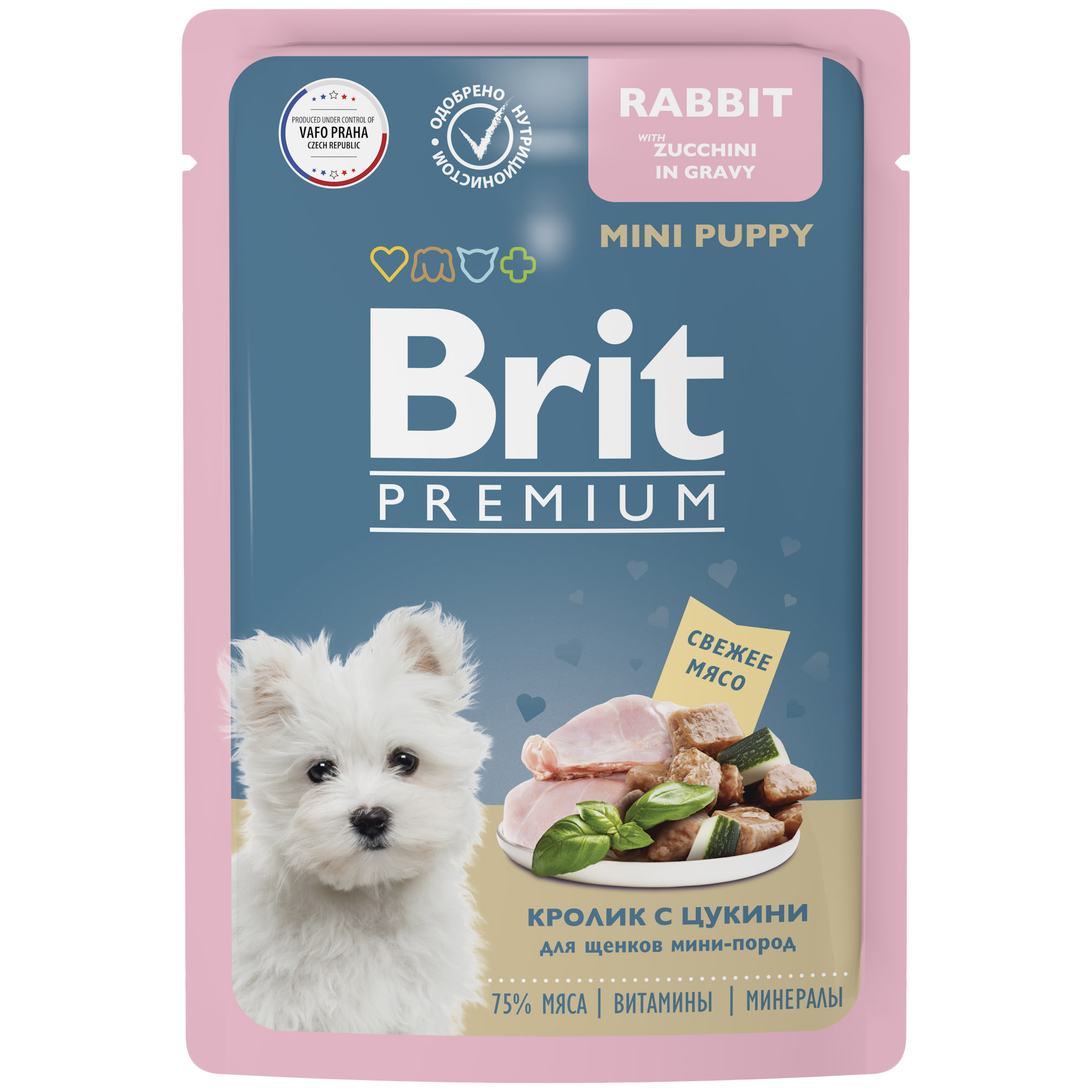 

Влажный корм для щенков Brit Premium кролик с цукини, 85 г