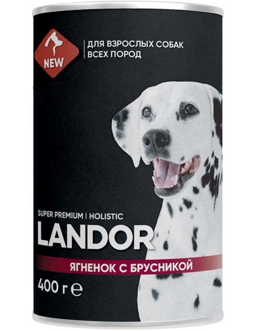 Консервы для собак Landor Holistic Ягненок с брусникой, 400 г