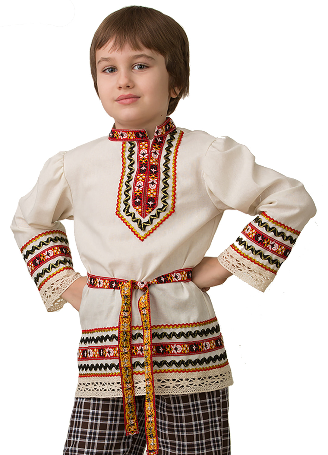 фото Костюм батик рубашка вышиванка славянская детская 32 (122 см)